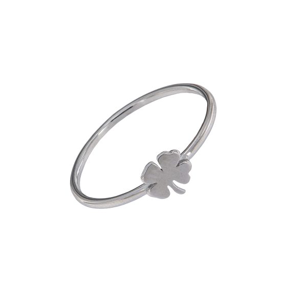 Anillo Plata Alba de plata de ley con trébol minimalista