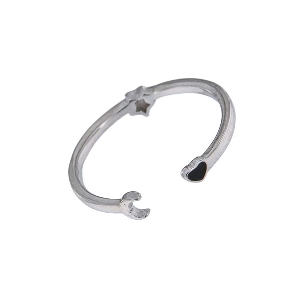 Anillo Plata Nora de plata de ley con luna, estrella y corazón