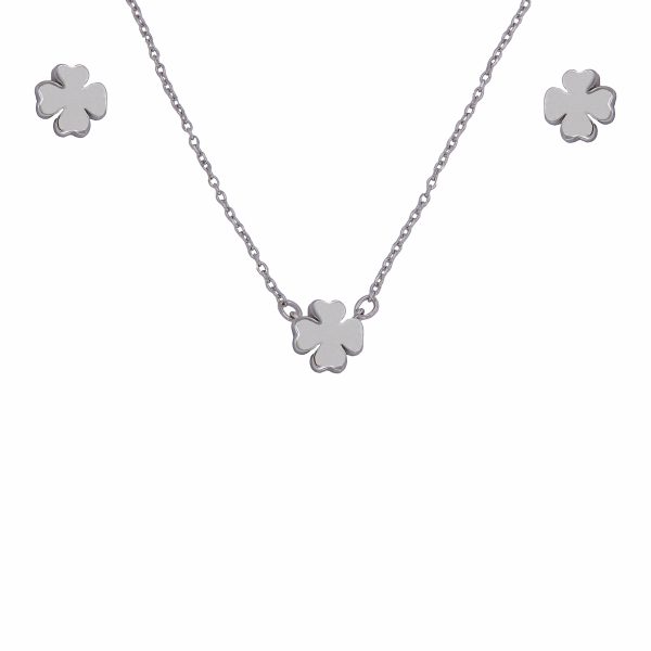 set collar y pendientes plata Isla diseño trébol