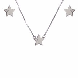 Set plata Zirel collar y pendientes de estrella con circonita elegante