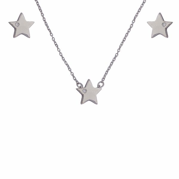 Set plata Zirel collar y pendientes de estrella con circonita elegante
