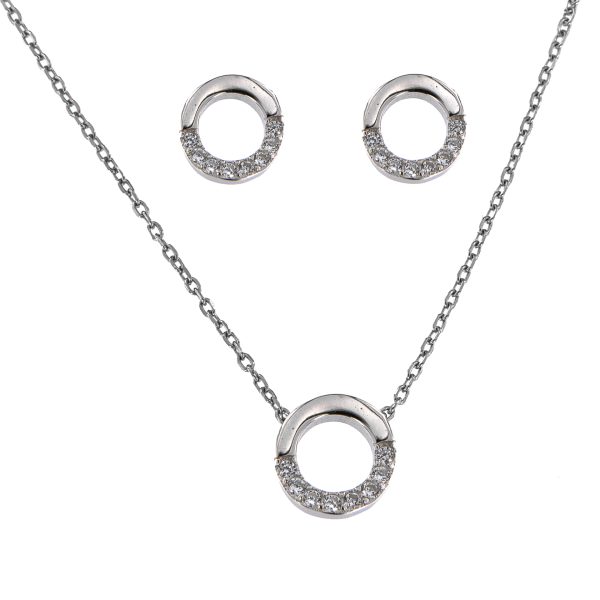 Set plata Nyla collar y pendientes de círculo con circonita en plata de ley 925