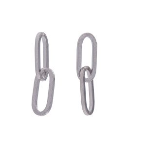 Pendientes de plata con diseño de eslabones alargados estilo cadena Hokkaido