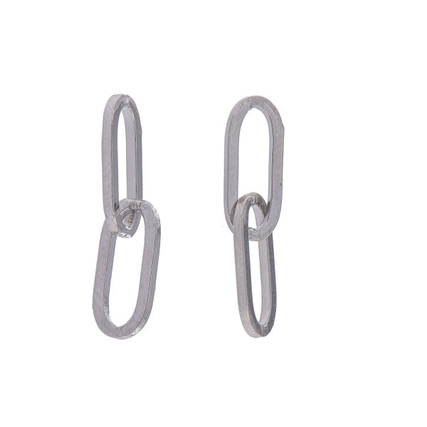 Pendientes de plata con diseño de eslabones alargados estilo cadena Hokkaido