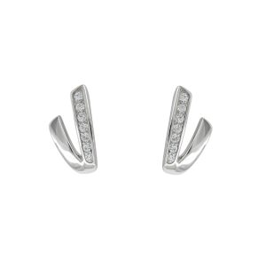 pendientes plata René con circonitas diseño curvo