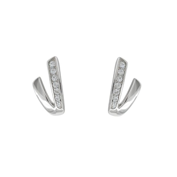 pendientes plata René con circonitas diseño curvo