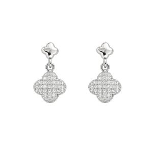 pendientes plata Fuji flor colgante con circonitas