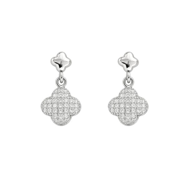 pendientes plata Fuji flor colgante con circonitas