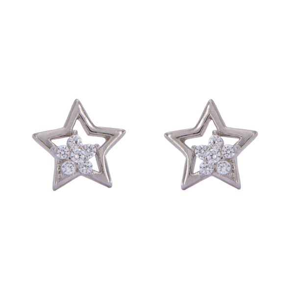 Pendientes de plata Cyrus con diseño de doble estrella y circonitas