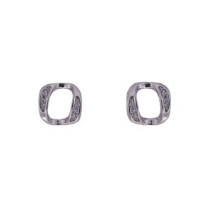 Pendientes de plata Eirene con diseño geométrico y circonitas