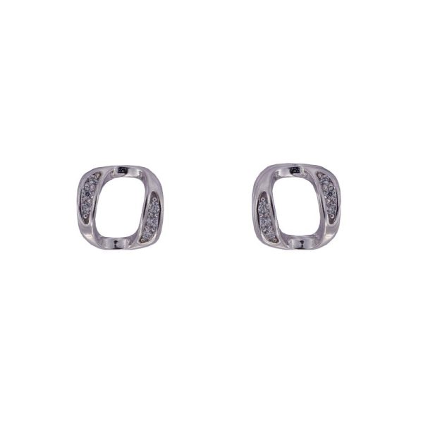 Pendientes de plata Eirene con diseño geométrico y circonitas