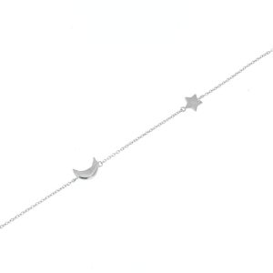 Pulsera de plata Estelar Luneth con diseño fino y detalles inspirados en el universo. Una joya elegante, delicada y perfecta para el día a día.