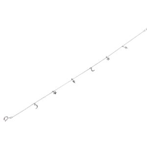 Pulsera de plata Stelar con luna estrella y rayo colgantes