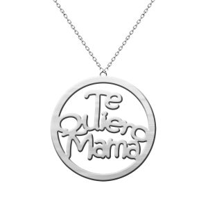 COLGANTE PLATA CIRCULAR "TE QUIERO MAMÁ"