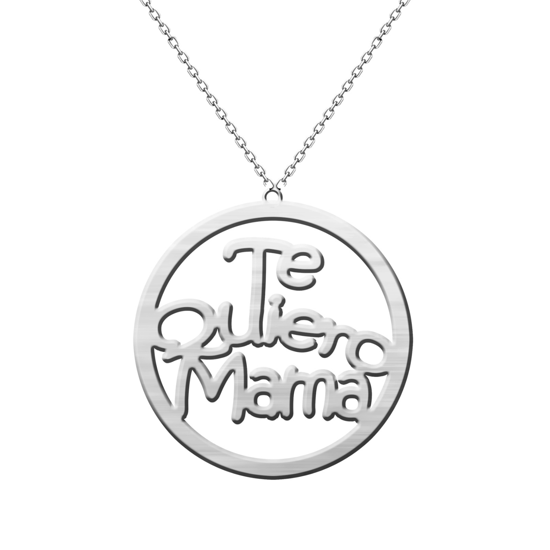 COLGANTE PLATA CIRCULAR "TE QUIERO MAMÁ"