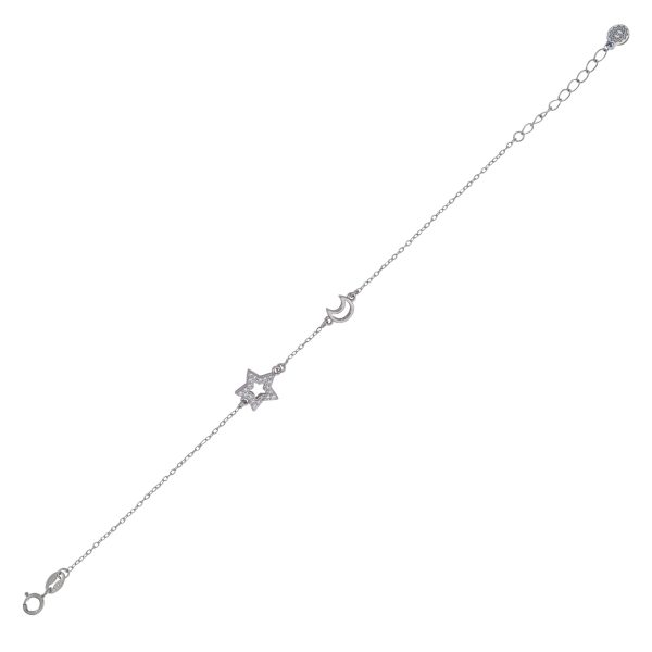 Pulsera de plata Luna Estrella Narel delicada