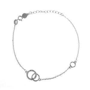 Pulsera de plata Aros Alina con doble aro y circonitas