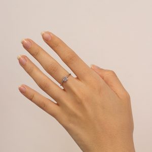 Anillo Plata Alba de plata de ley con trébol minimalista